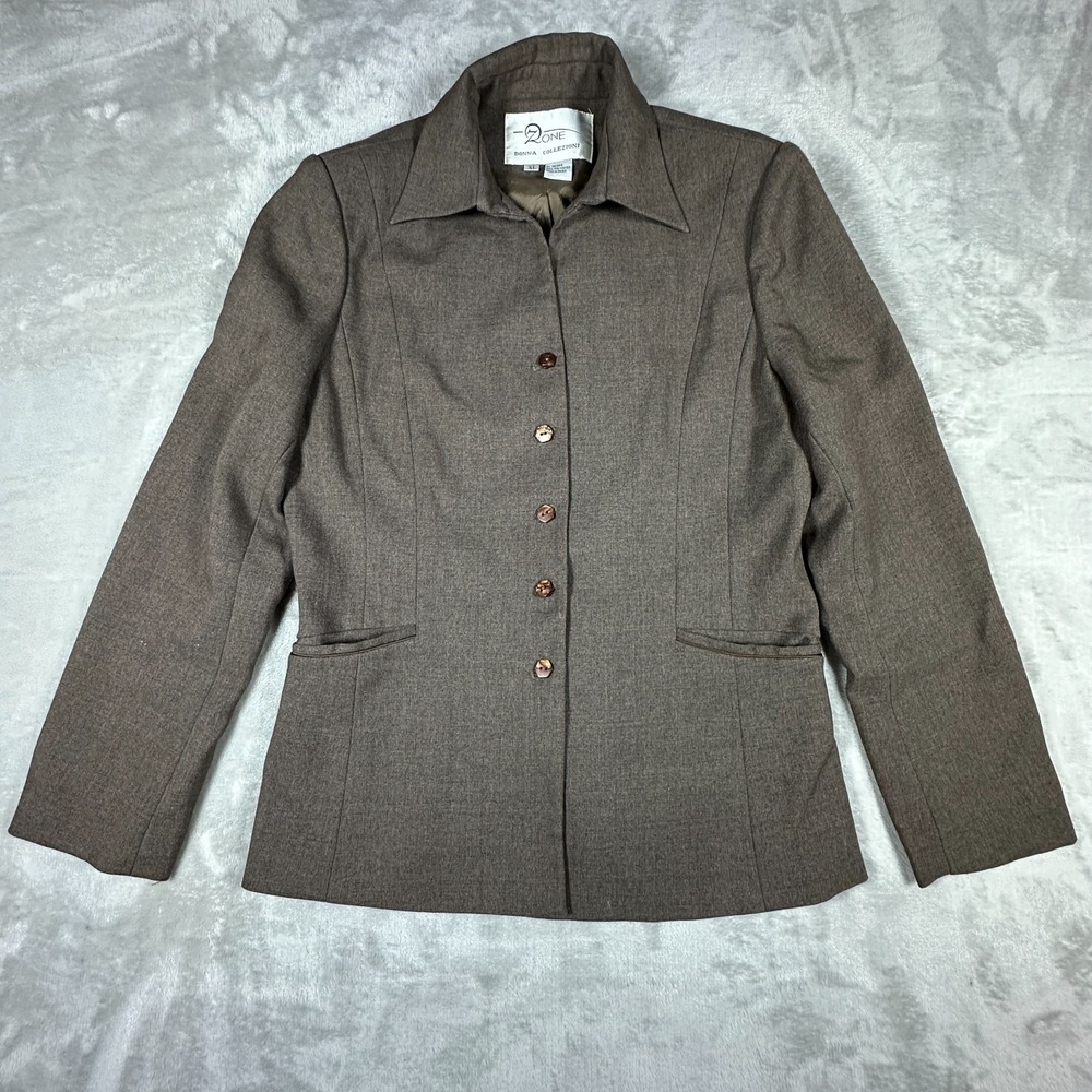 Z One Donna Collezioni Blazer Jacket Womens XL Brown Lined Single Breasted